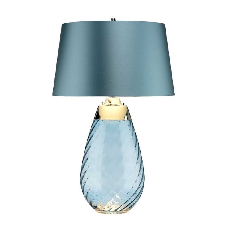 Lena Blue - Bordlampe i glass m/skjerm