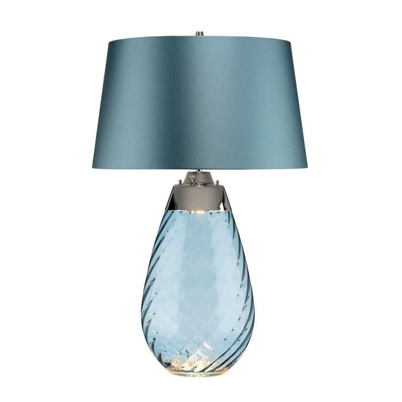 Lena Blue - Bordlampe i glass m/skjerm