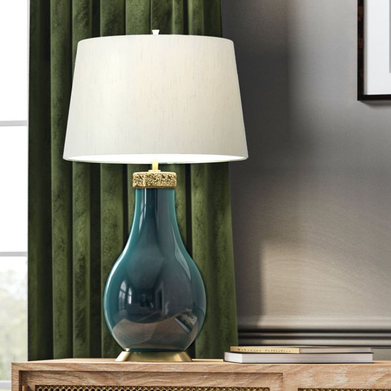 Havering - Bordlampe i turkis m/skjerm