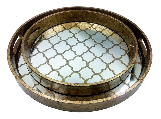Hovedbilde Tray Burgundy Mirror - Rundt serveringsbrett Ø46