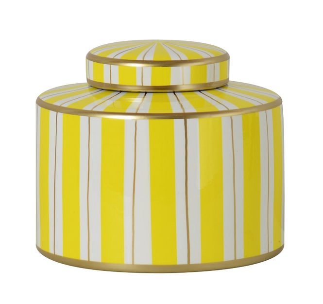 Hovedbilde Stripe Jaune & Gold Small - Keramisk krukke ...