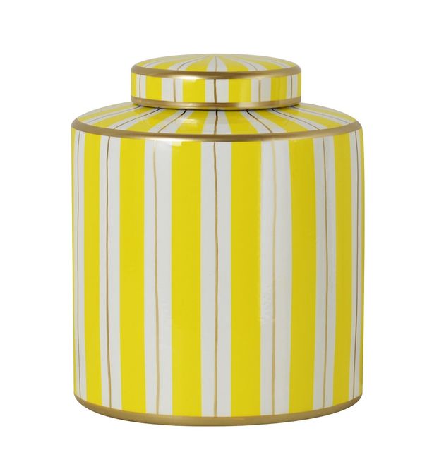 Hovedbilde Stripe Jaune & Gold Large - Keramisk krukke ...