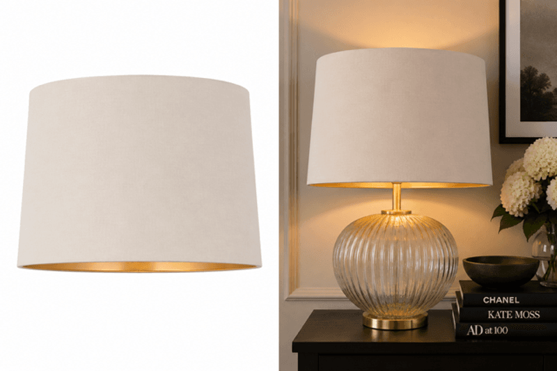 Lampeskjerm - Soft Latte m/Gold Lining 34cm